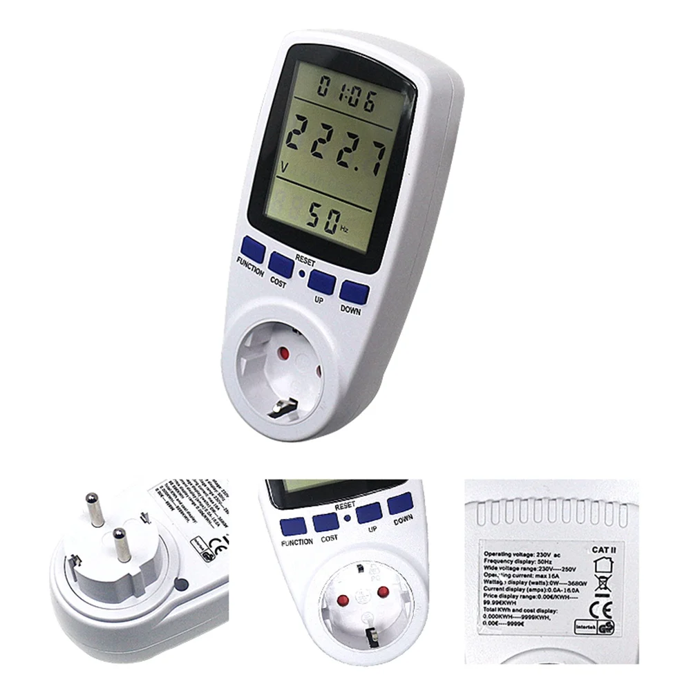Power Meter Digital Wattmeter AC Power Consumption Analyzer Electronic Energy Meter EU/BR/FR Plug