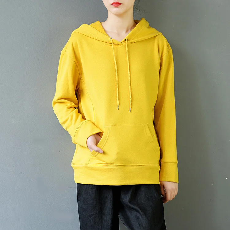 Fashion Solid Color Hoodies Spring Autumn Long Sleeved