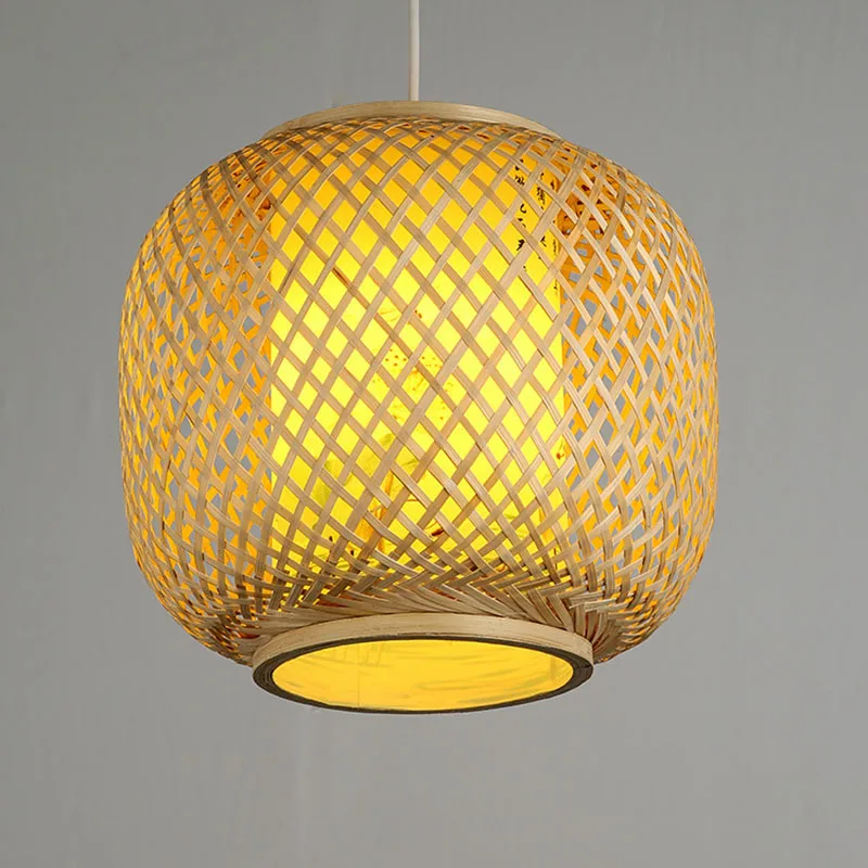 

Bamboo Bulb Pendant Lamps Handmade Weaving Wood knitted Pendant Light For Master Bedroom Hotel Dinning Room Pendant Lights G010