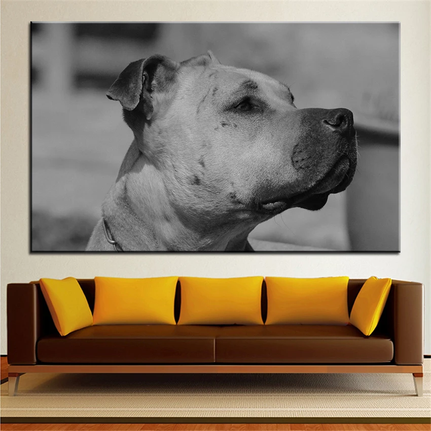 Large size Printing Oil Painting black white dog Wall painting Decor