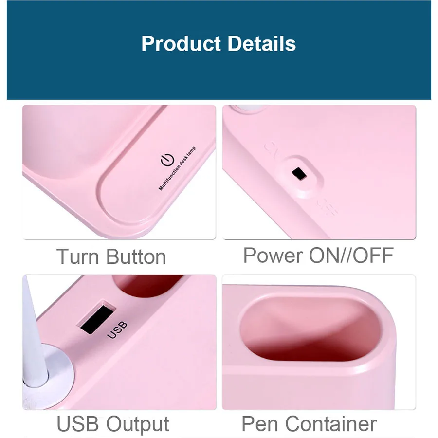 Touch Dimmable LED Desk Lamp Flexible USB Rechargeable Adjustment Table Light for Children Kids Rea