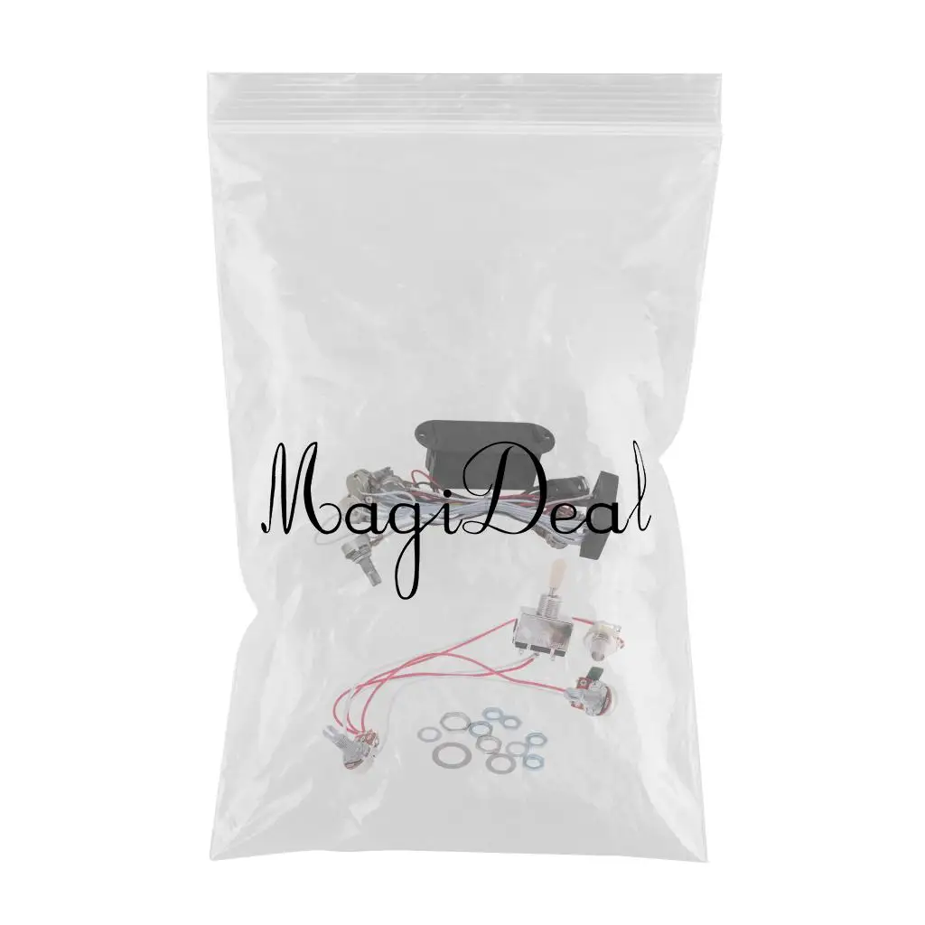 Tooyful Electric Guitar Bass Wiring Harness 3-Way Switch 1V1T with Active EQ Pickup Volume Tone Control Guitar Wiring Harness 