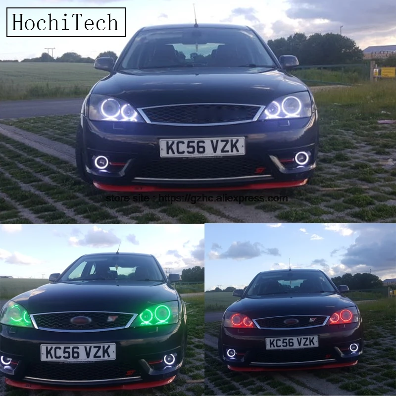 HochiTech для FORD Mondeo MK3 2001-2007 автомобильный Стайлинг RGB светодиодный Комплект «ангельские глаза демона» Halo кольцевой Дневной светильник DRL с пультом дистанционного управления