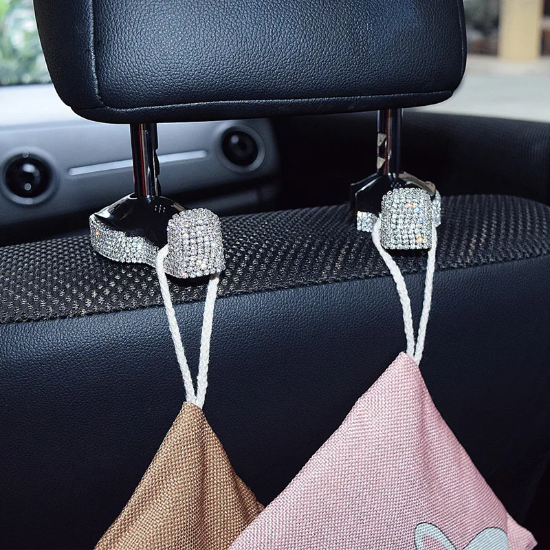 Bling Diamond Auto Car Seat Hook Purse Hanger Bag Organizer Holder Clip 2Pcs US 