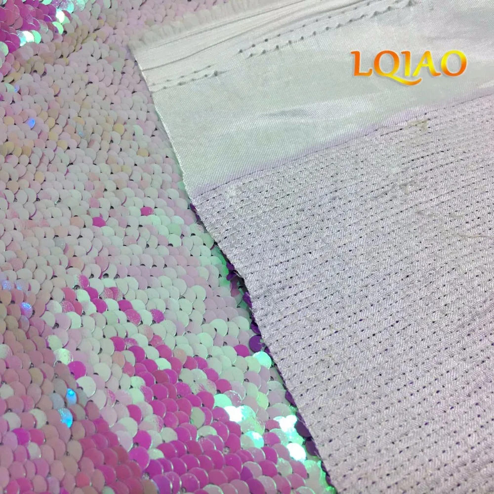 Iridescent White Lavender sequin fabric-009