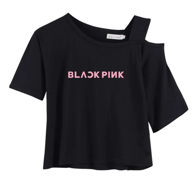 Exo Got7 Next черная розовая Женская футболка с коротким рукавом Monsta X Seventeen Twice Wanna One Stray Kids Ikon Ateez футболка для женщин - Цвет: blackP-black