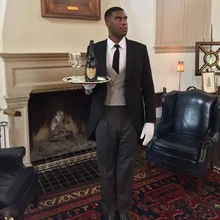 Черный 3 шт. смокинги свадебные мужские костюмы на заказ утренний костюм мужской пиджак брюки жилет