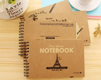 

vintage Kraft blank coil Notebook Diary Day planner journal record stationery office School supplie material escolar sketchbook