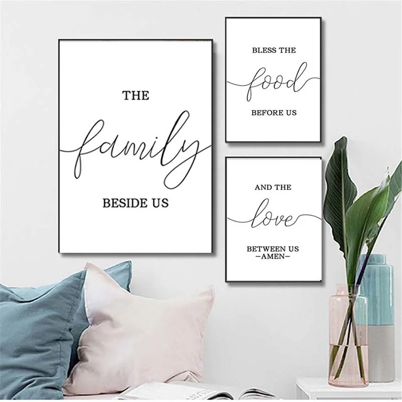 

Nordic Canvas Painting Inspirational Bless Quotes Poster Print The Family Besides Motivational Pictures Living Room Home Decor