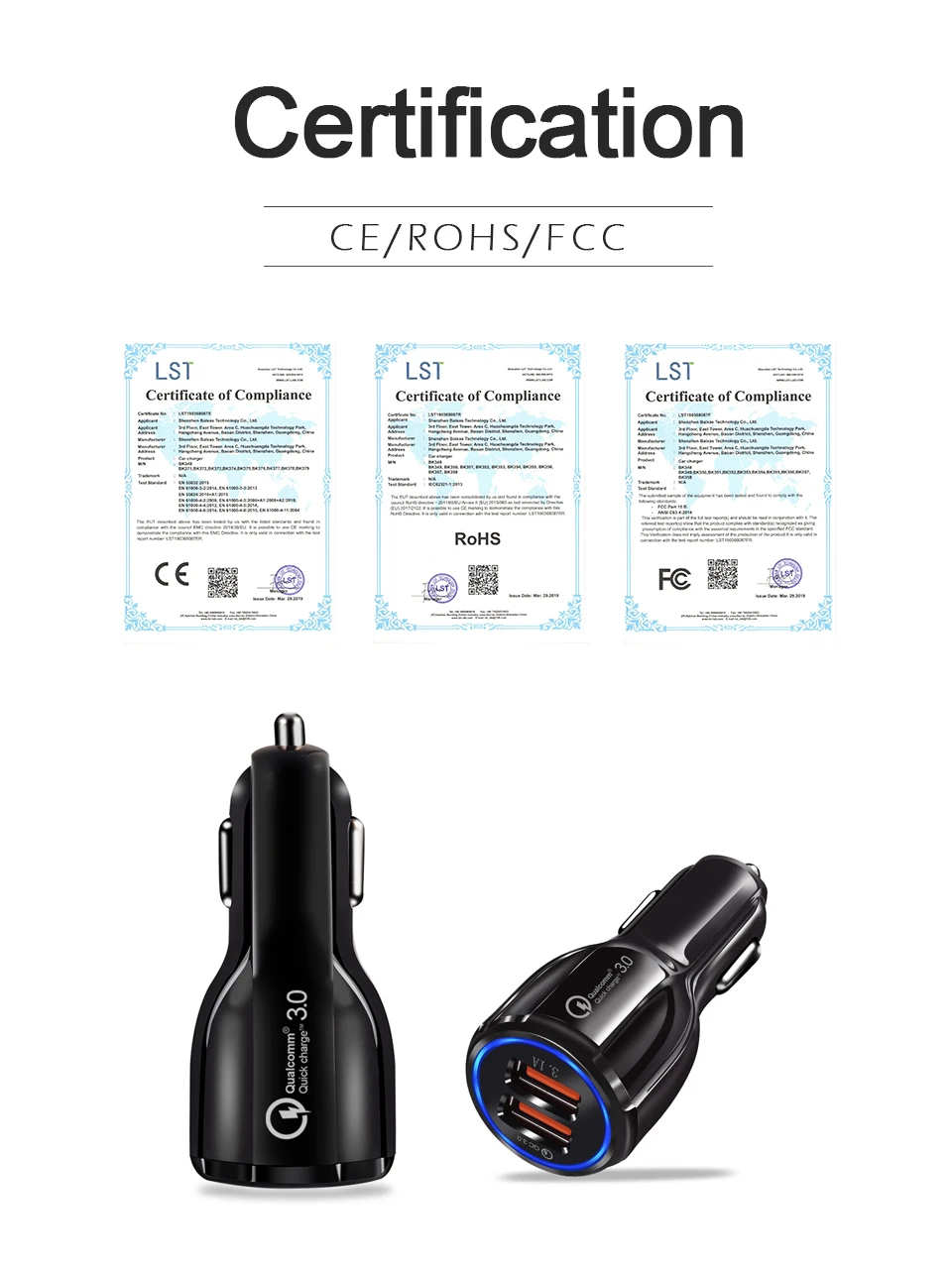 Quick QC3.0 Car Charger Quick Charge Dual USB Fast Charging Cable For Mobile Phone Fast Charging Car-charger Charge Adapter (3)