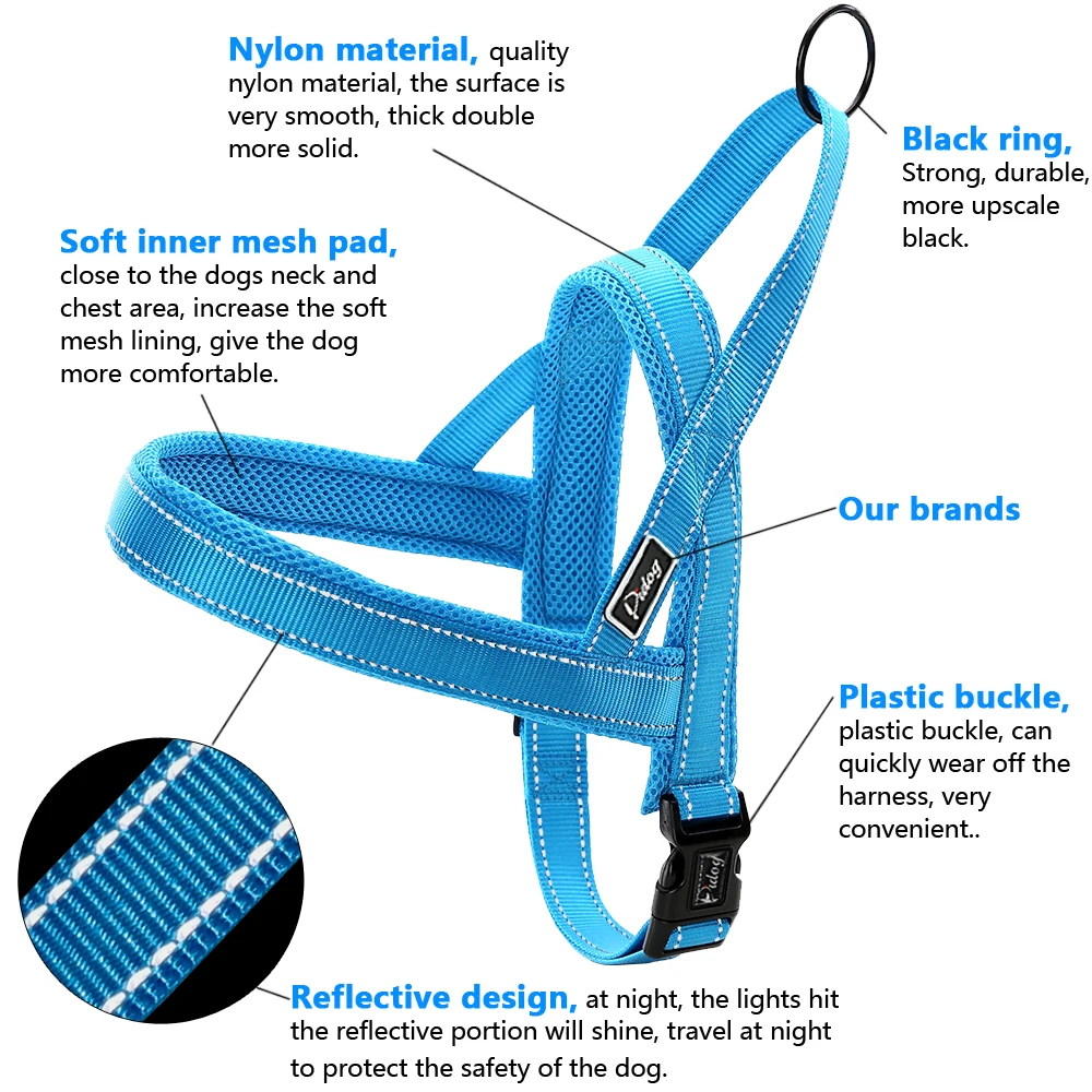 Светоотражающий нейлоновый поводок для собак без тяги питбуль Мопс маленький большой сбруя для собак с быстрой ручкой управления легко на