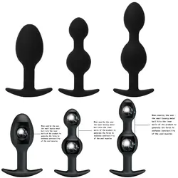 Новый тип съемные анальные шарики стимуляция чувственные взрослые секс-игрушки черный силиконовый анальный штекер для пары анус