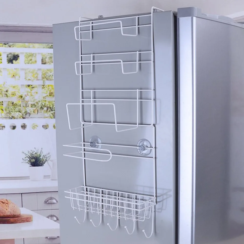 الثلاجة رف الجانب الرف جدار حامل متعدد الوظائف لوازم المطبخ المنظم المنزلية متعددة طبقة الثلاجة تخزين