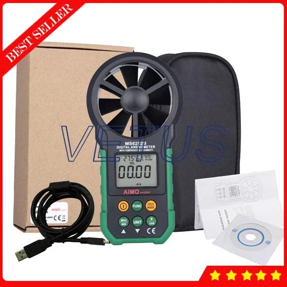 

MS6252B Portable Digital Air flow meter Anemometer Air Wind Speed Velocity Meter Temperature and Relative Humidity Meter