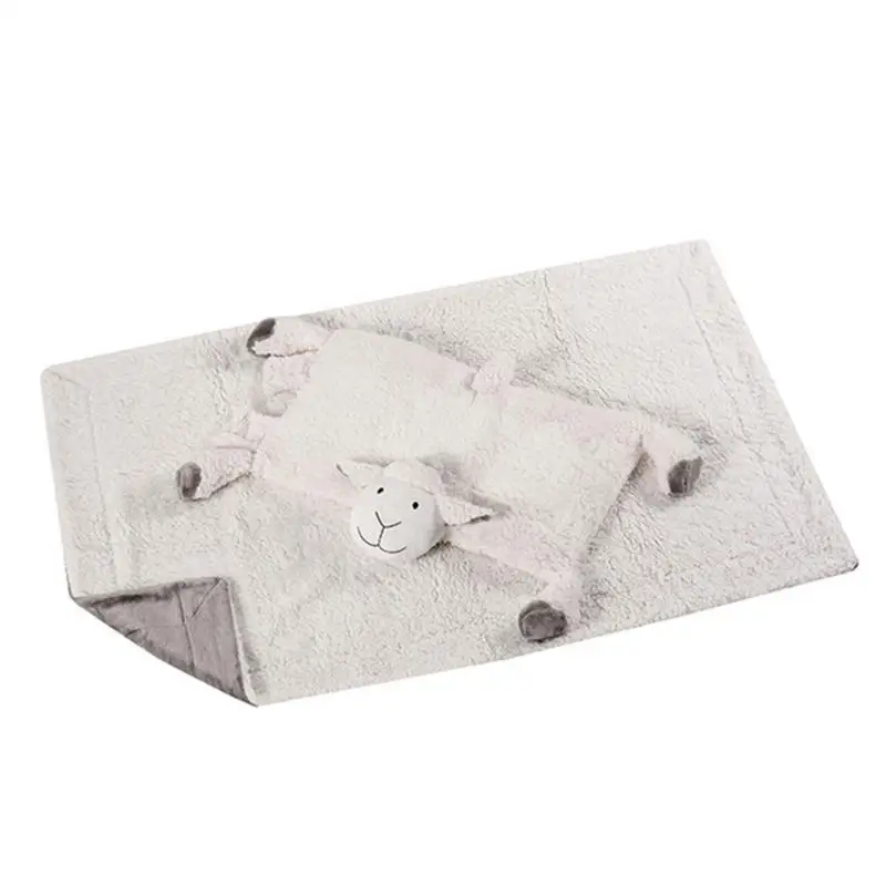 

2 PCS Set Brand New Newborn Baby Large Size Security Soft Bed Blanket With Sheep Shaped Toy Baby Shower Gift Fortable Blanket