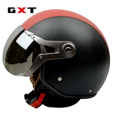 GXT casque moto G 288 motocross helmet genuine leather vintage retro Harley motorcycle capacete cascos open