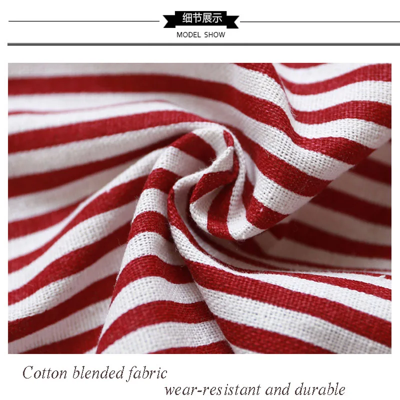 Korean fashion cotton and linen stripes Waitress aprons coffee shop attendants British style windy pocket kitchen aprons (4)