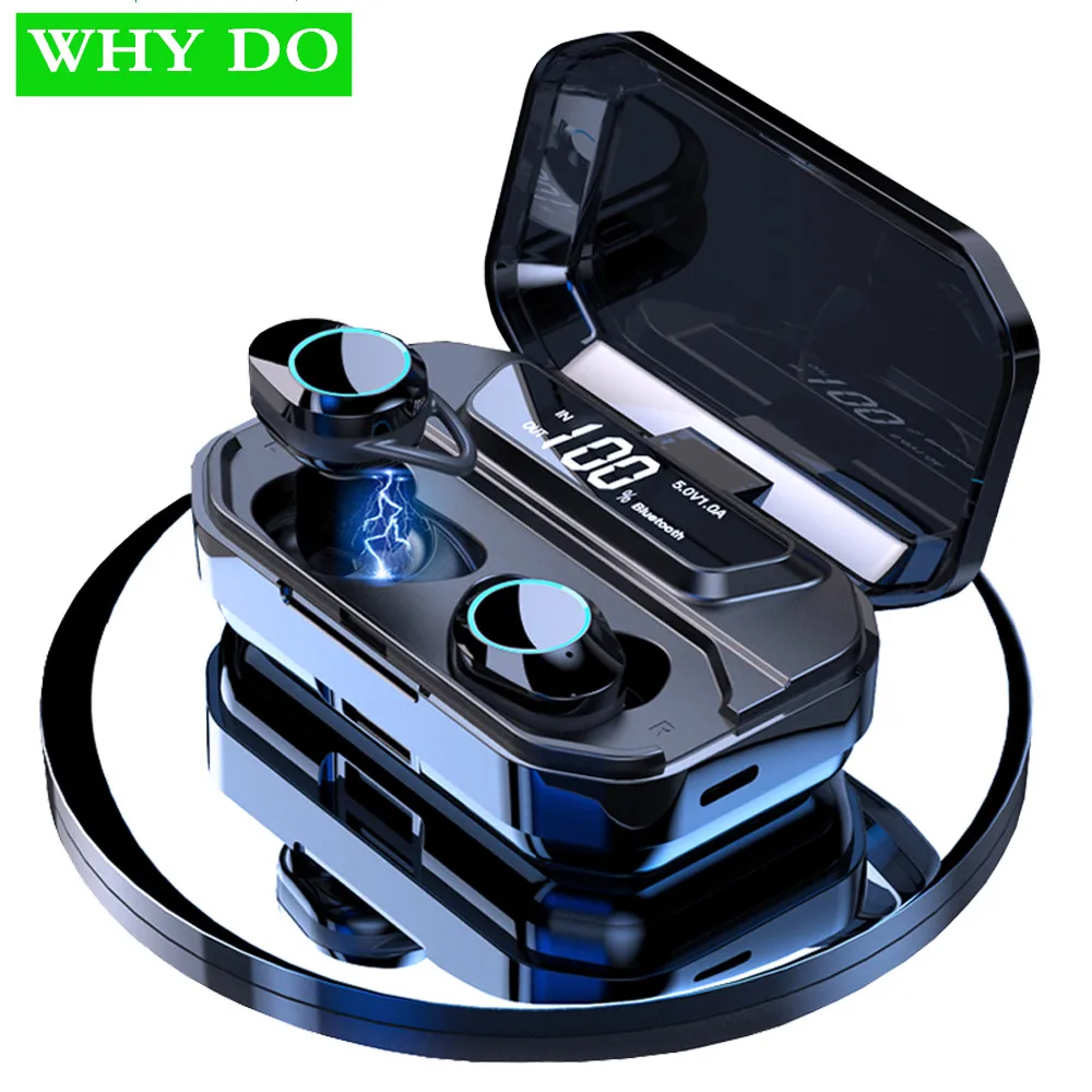 

2019 New whydo TWS Bluetooth 5.0 9D Stereo Wireless Earphones IPX7 Waterproof 3300mAh LED Smart Power Bank Phone Holder