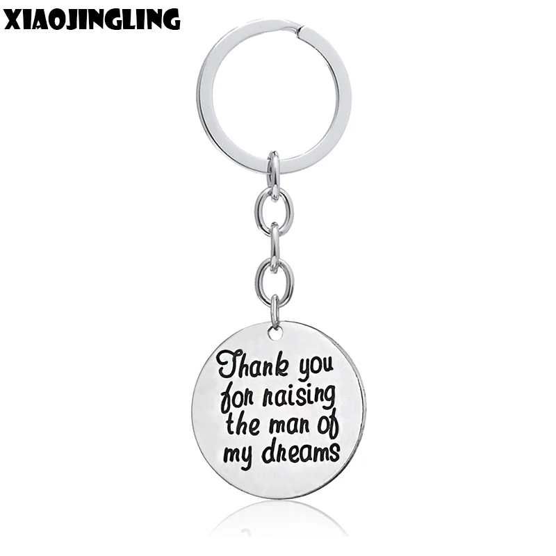 

XIAOJINGLING Trendy Charm Keychain Keyring "Thank you for raising the man of my dreams" Women Jewelry Keyfob Mother-in-law Gifts