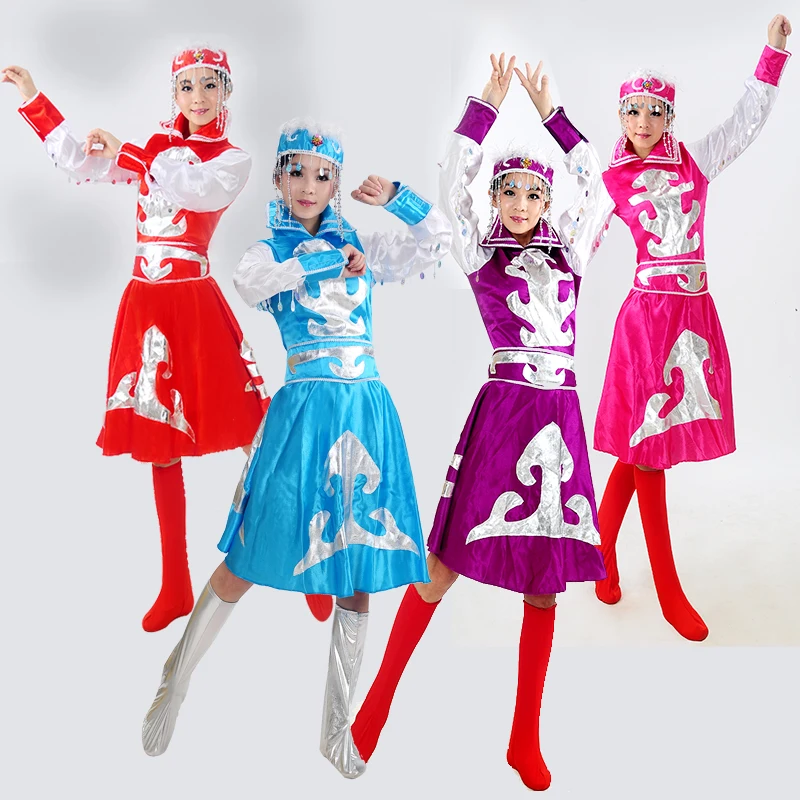 어린이 몽골어 무대 댄스 여성 중국 민족 몽골 댄스 드레스 레이디 중국 소수 민족 의류 의류 89