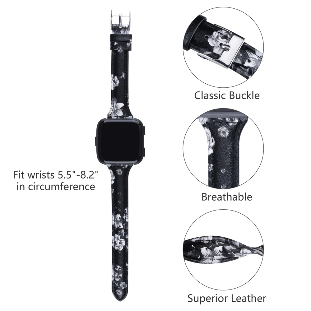 Wearlizer гибкий ремешок из натуральной кожи классический ремешок с пряжкой Замена для Fitbit Versa Smartwatch