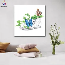 DIY цветные картины по номерам с цветами растение в ткани картина "Туфля" Рисунок Живопись по номерам Обрамленный дом