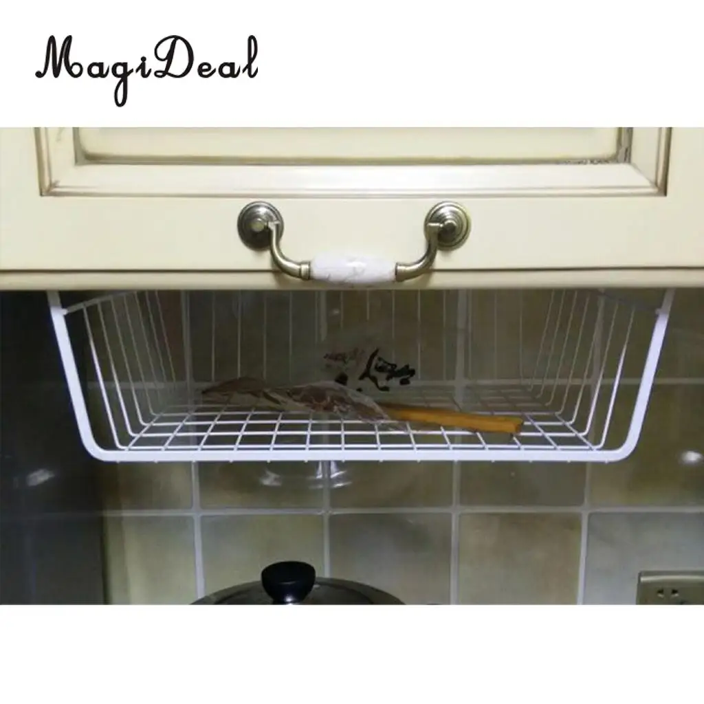 MagiDeal Household Storage Under Shelf Rack Organizer Basket for Table Cupboard Black Storage Basket for Bathroom Triangular