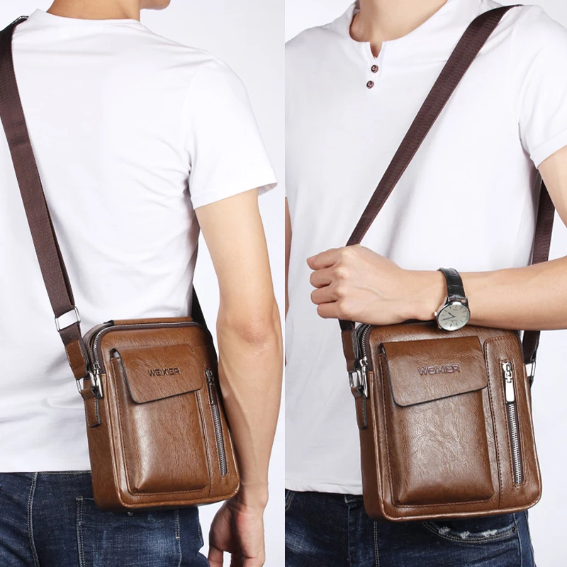 Новая модная мужская модная сумка через плечо Маленькая портфели в свободном стиле искусственная кожа мужская сумка универсальная молния