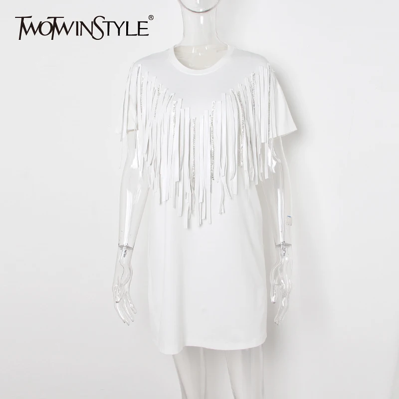 TWOTWINSTYLE полиуретановые бусины с кисточками и цепочкой короткое платье женские