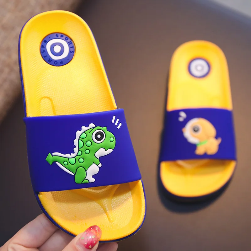 

Toddler Slippers Summer Spring Dinosaur Print Shoes Kids Cute Cartoon Slipper Anti Slip Pantuflas Flat Heels Baby Girl Slippers