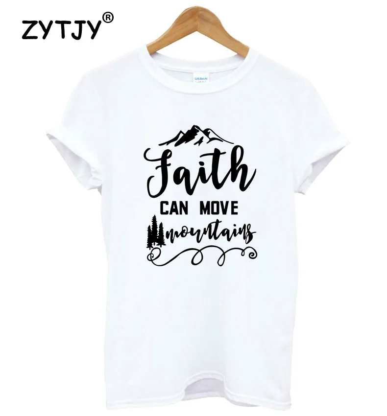 Женская футболка с надписью FAITH CAN MOVE HORUS, смешные изделия из хлопка, футболка для девушек, топ, футболка, хипстер, Прямая поставка, S-18