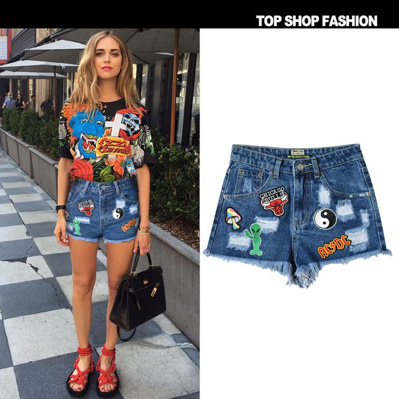 Slim Tmall And match Beige United New Colorful The Frayed Map Chapter States Red Women's Network Jeans Street All qXZf4wd