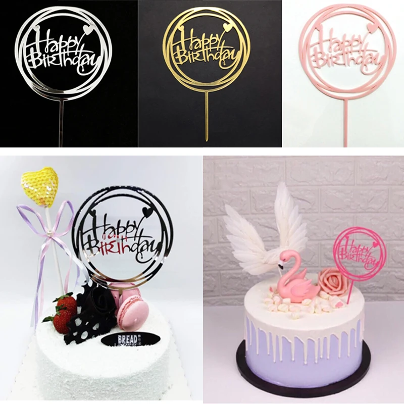 

2019 Cake Topper Beautiful Happy Birthday Cupcake Decoration Food Picks Kitchen Cupcake Flags Kids Drop Shipping