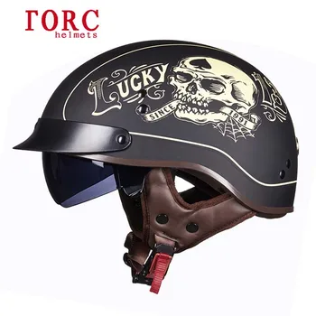 

DOT Certification TORC scooter motorcycle half Fashion prince helmet for women man,electric motorbike skull vintage helmet