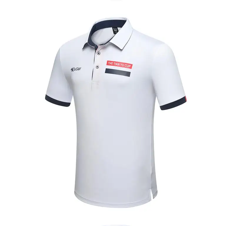 Летняя новая одежда для гольфа мужская футболка с короткими рукавами и воротником на пуговицах летняя дышащая быстросохнущая одежда для гольфа спортивная одежда топы - Цвет: Слоновая кость