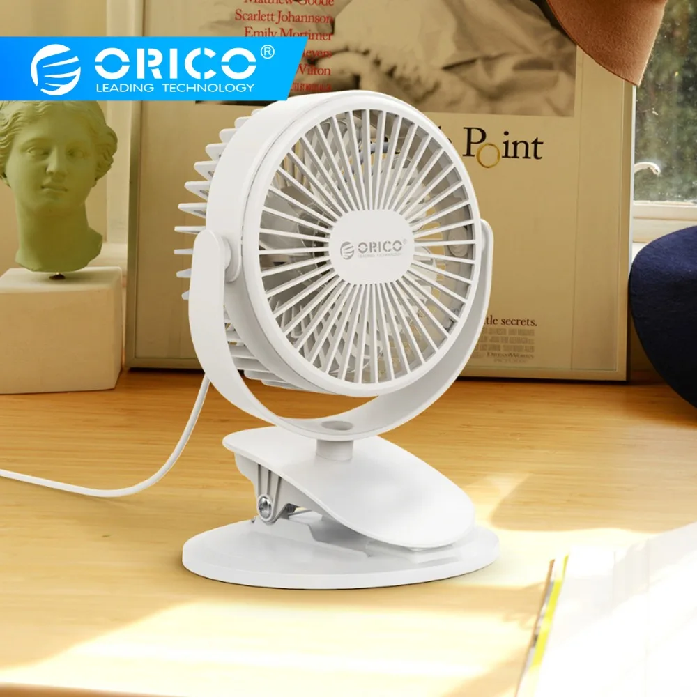 

ORICO Mini USB Rechargeable Air Cooling Fan Clip Desk Fan Dual Use Home Student Dormitory Bedside Portable Desktop Office Fan 1M