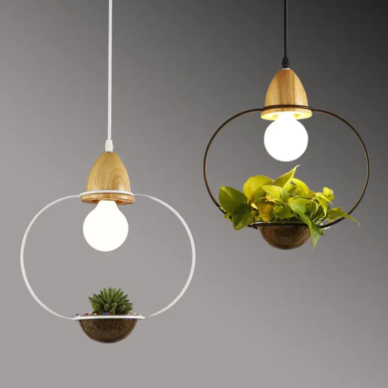  Modern Minimalist Creative Design Iron wooden garden pendant light Diy Plants Entrance Bar Bedside  - 32822229764