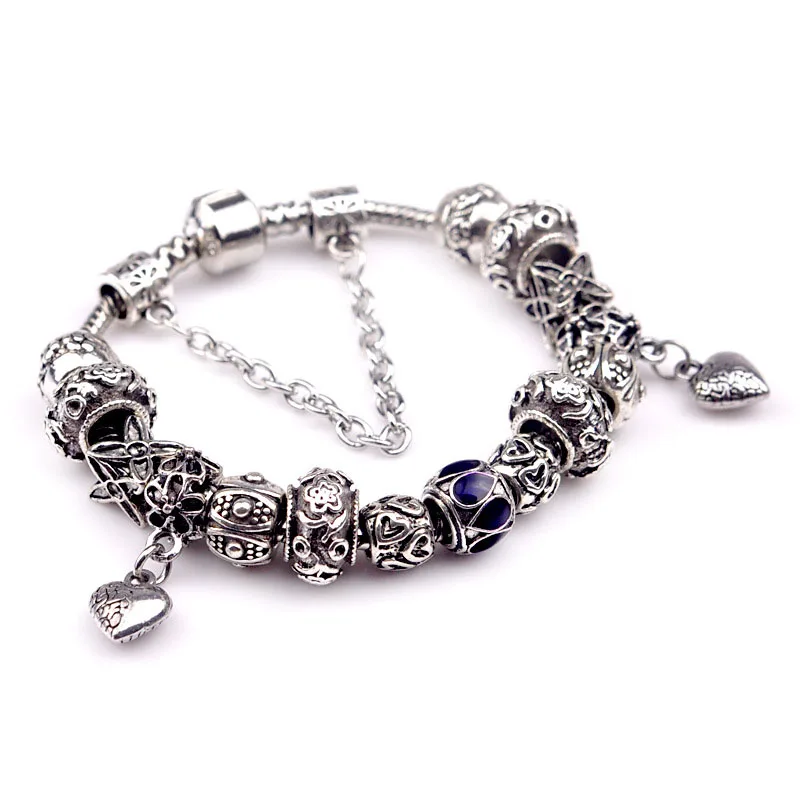 

2018 Love Heart Charm pandora Bracelets For Women Silver Chain Bracelets & Bangles Handmade DIY Vintage Jewelry Pulseras