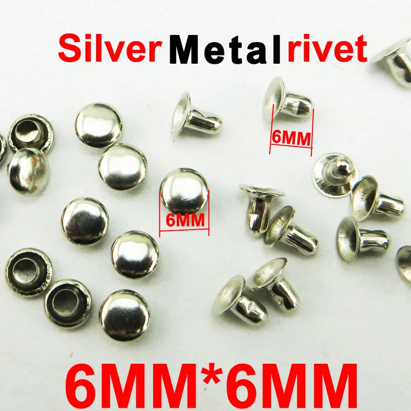 

300PCS 6MM*6MM silver METAL RIVET brand buttons sewing clothes accessory handbag trousers rivets MR-005H