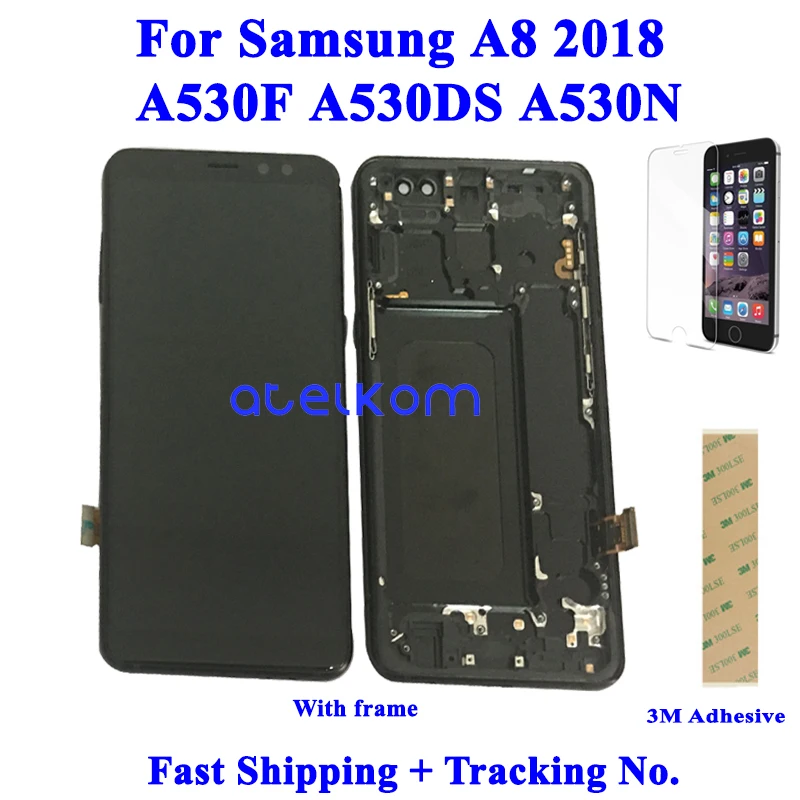 Супер AMOLED ЖК-дисплей для SAMSUNG A8 2018 A530F ЖК-экран Samsung дисплей сенсорный дигитайзер