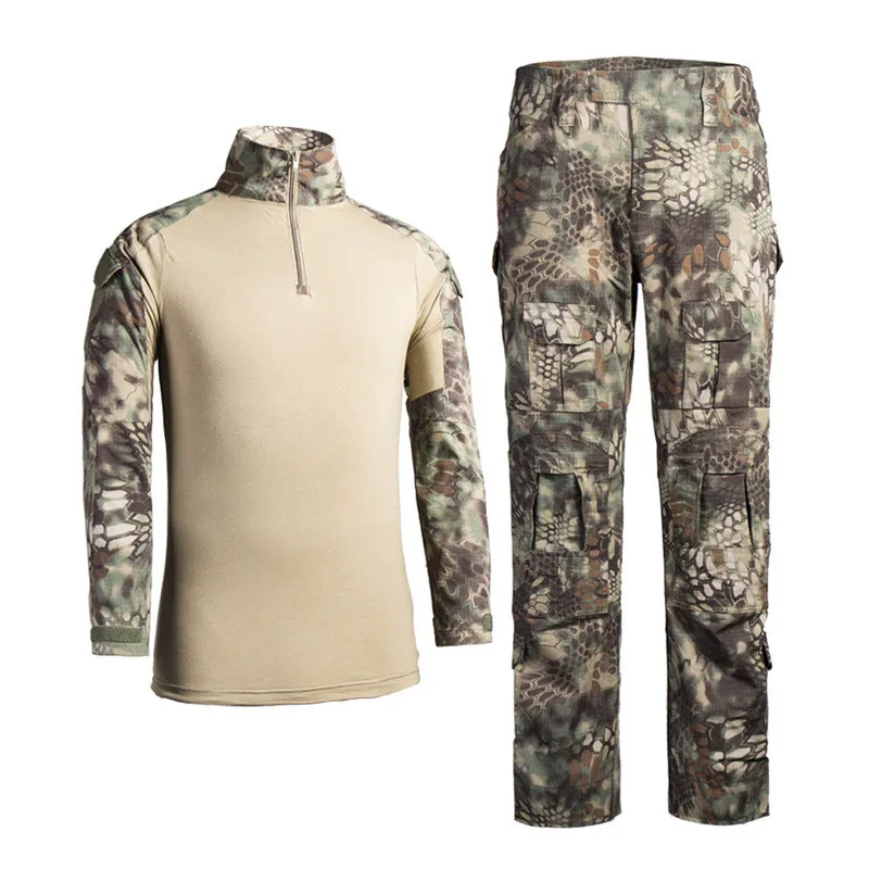 

Kryptek Mandrake Men Tactical Uniform Military Airsoft Combat BDU Long Sleeve T-Shirt and Pant Set