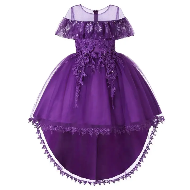 

Flower Kids Princess Pearl The crystal Birthday Party Dress for Girls Infant Lace Children Bridesmaid Elegant Dress for Girl