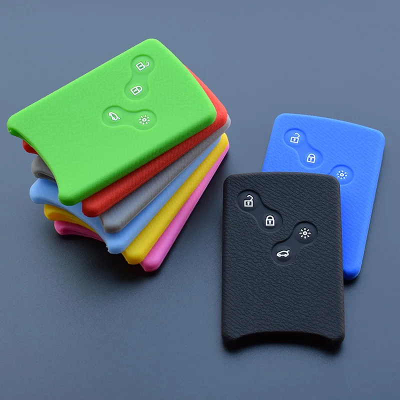 

Car styling For Renault Clio Logan Megane 2 3 Koleos scenic card 4 Button Remote Protector Silicone Rubber Car Key Cover Case