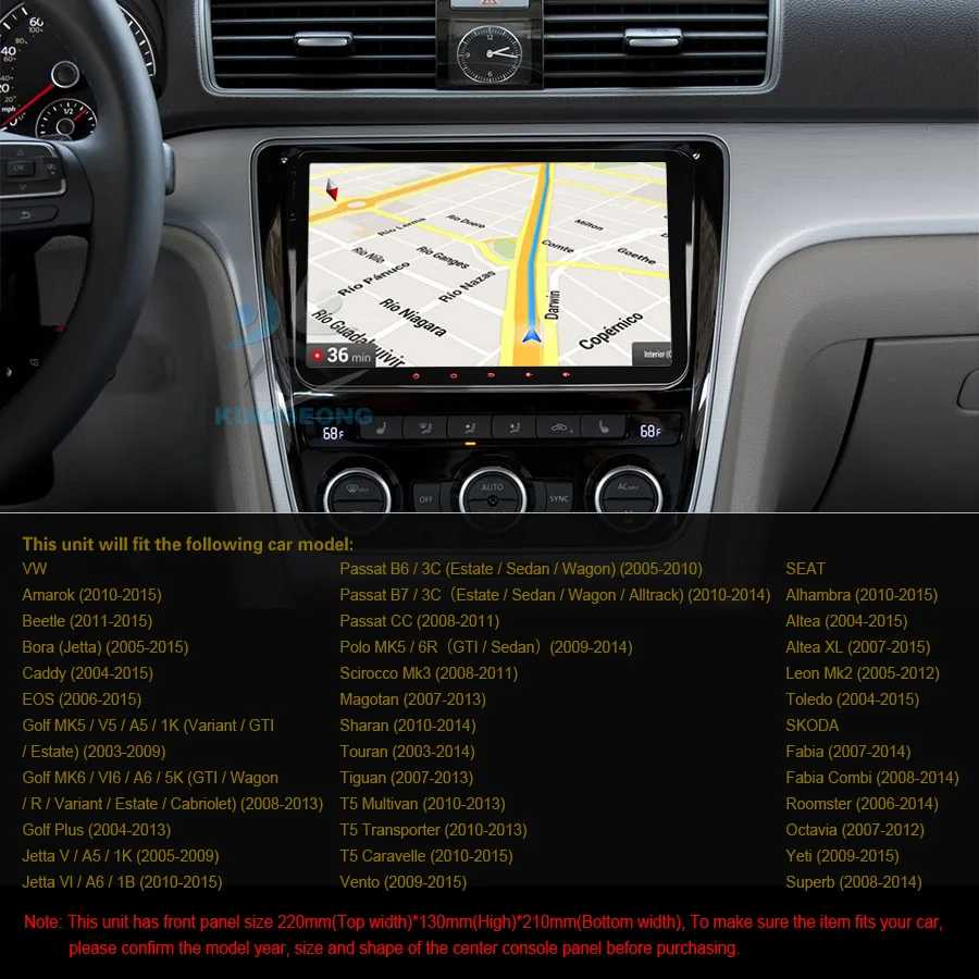 Top 9"DAB+Android 8.1 Autoradio Sat Navi WiFi 4G GPS DVR OBD Car Multimedia Player for VW Passat Golf Mk5/6 Tiguan Sharan Seat Skoda 2