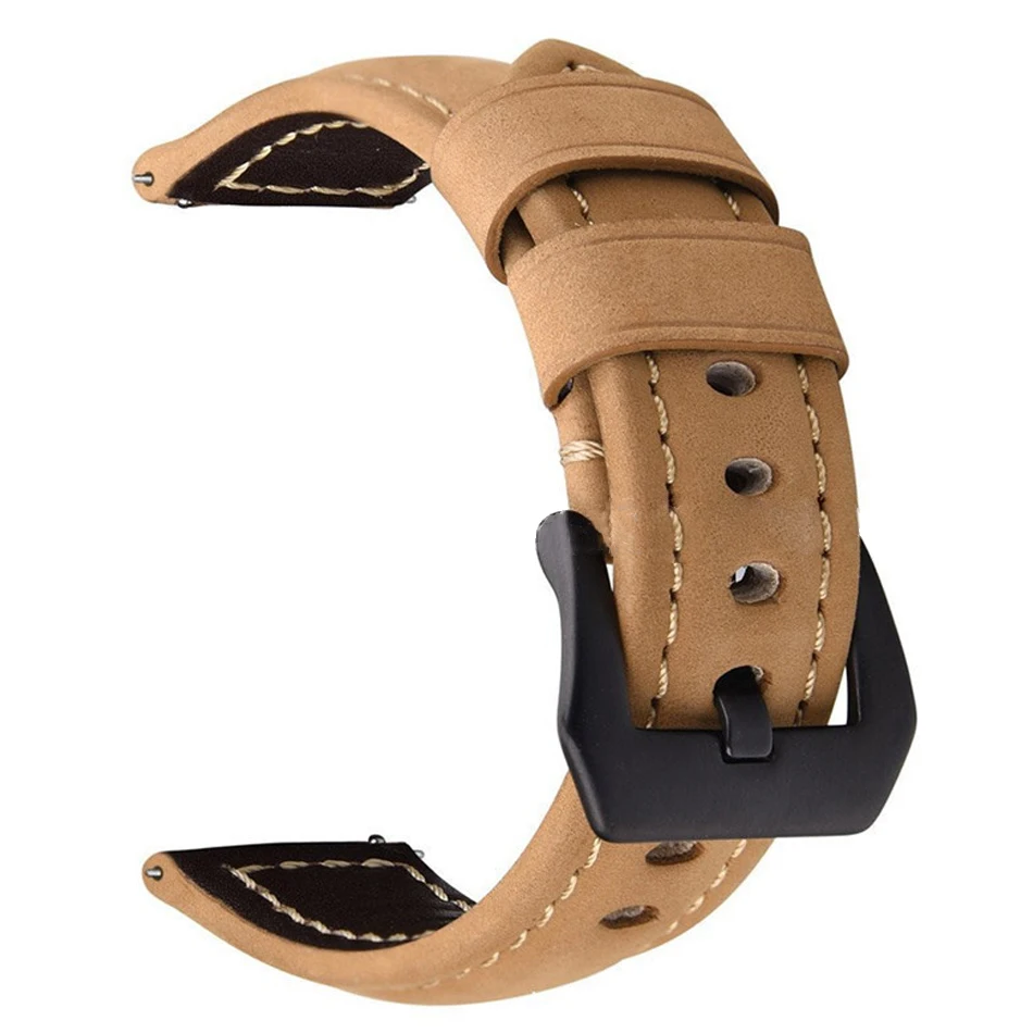 22 мм сменный мужской Т-образный кожаный ремешок для часов для huawei Watch GT Active Smartwatch ремешок на запястье носимые аксессуары для мужчин и женщин - Цвет: light brown