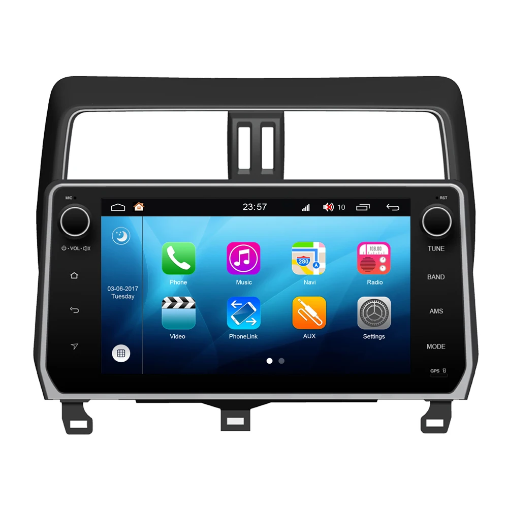 Top RoverOne Android 8.0 Car Multimedia System For Toyota Prado 150 2018 Radio Stereo GPS Navigation Android Media Player PhoneLink 1