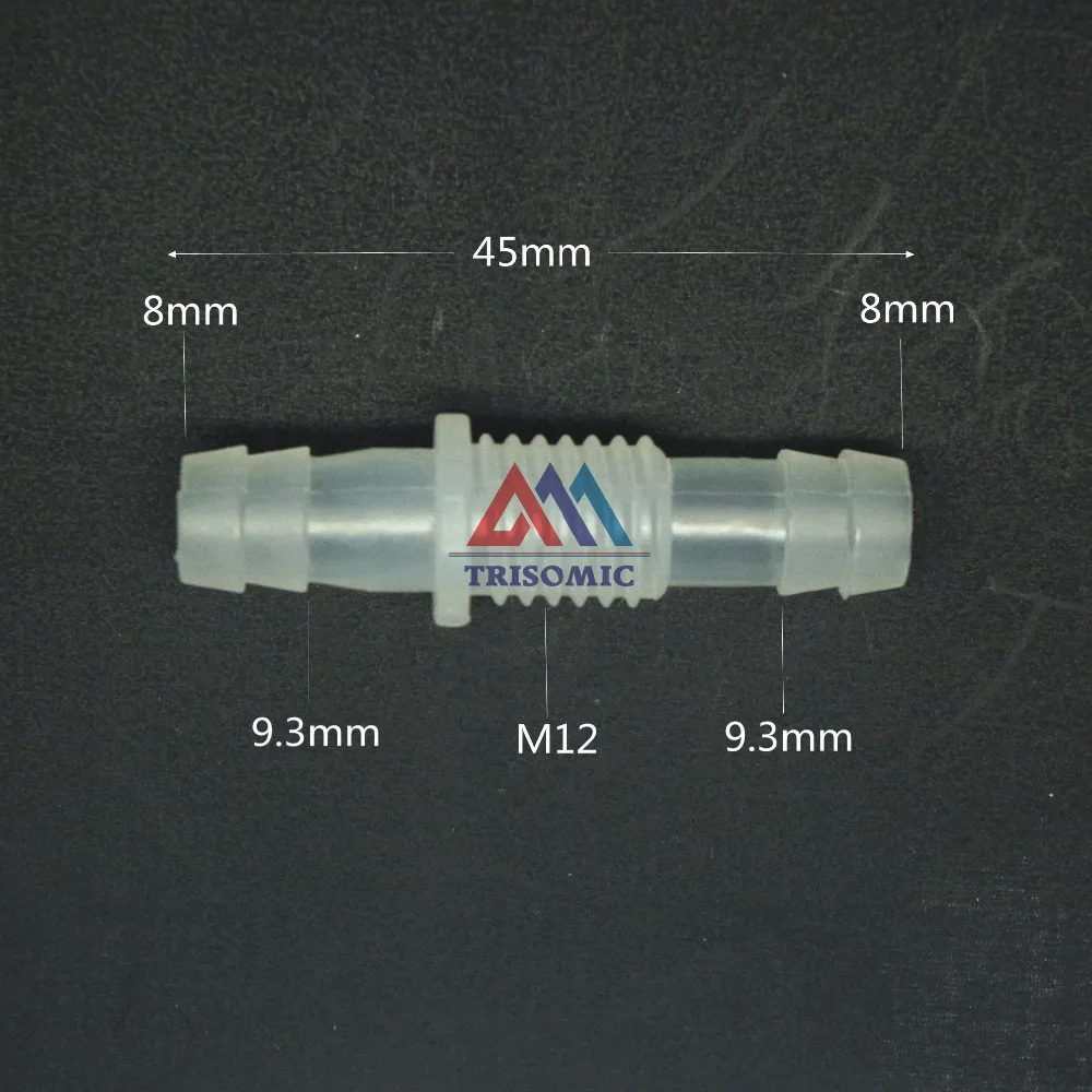 

8mm-M12-8mm Straight Reducing Connector Plastic Fitting Barbed Reducing Connector Metric Material PP