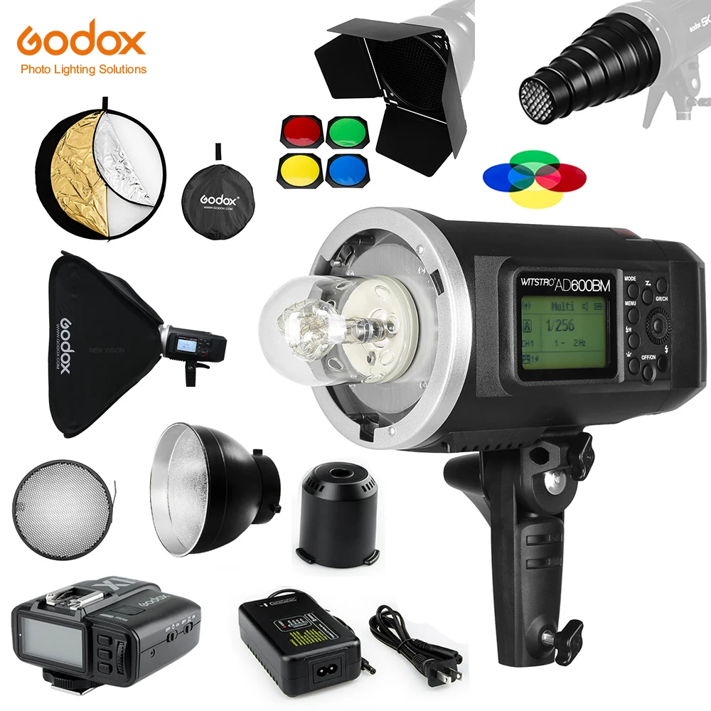 

Godox AD600BM Bowens Mount 600Ws GN87 1/8000 HSS Outdoor Flash with X1T Wireless Trigger,32"X32"Softbox,Barn door,Conical Snoot