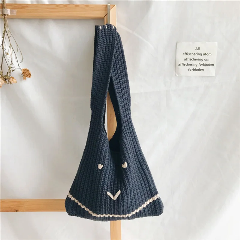 Autumn Winter Women Cute Weave Handbag INS Popular Female Mini Shoulder Bags Girls Travel Knit  Bolsa Lady Braid Tote Bag SS3429 (9)