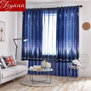 

Nordic Style Night Sky Curtain for Boys Kids Room Cartoon Deer Design Blackout Curtain for Bedroom Sheer Fabric Drapes X489#30